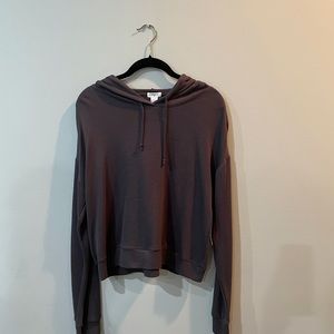 Dark grey cropped hooded sweatshirt